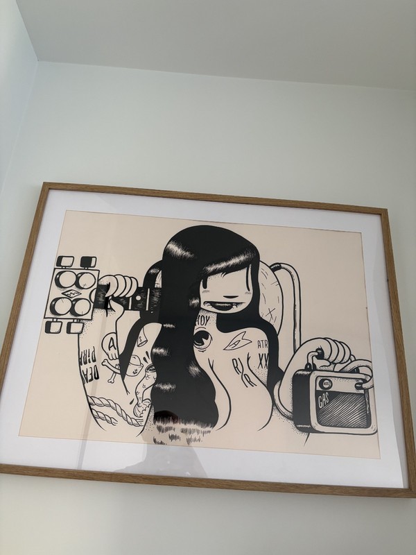 Original McBess Black Marker Drawing – Hand-Drawn Artwork – One of a Kind