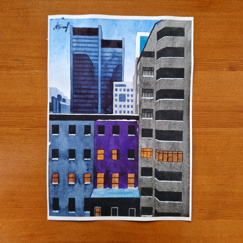 Cityscape Painting City Art Original Art Watercolor Painting gallery