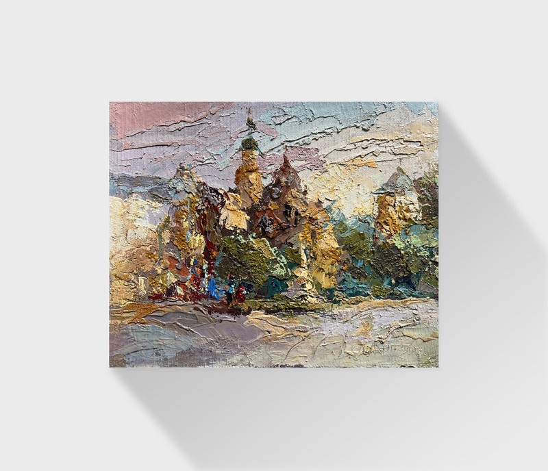 Oil painting Lviv Bernardine monastery Ukrainian painter Canvas original decor