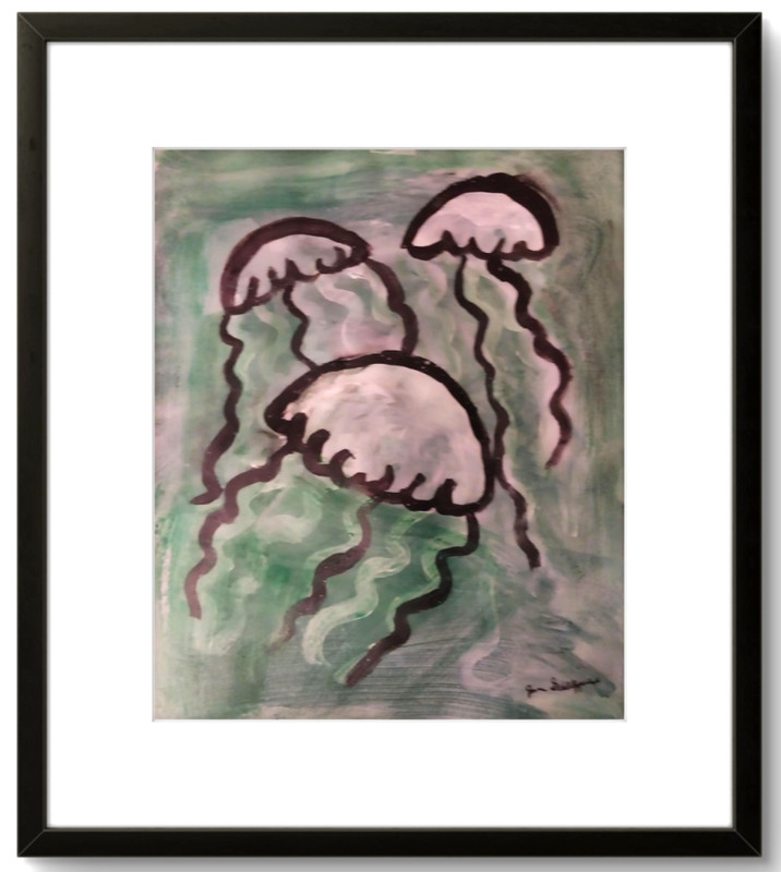 Jellyfish Modern Contemporary Bold 11×14 Acrylic Signed Original Painting BACH