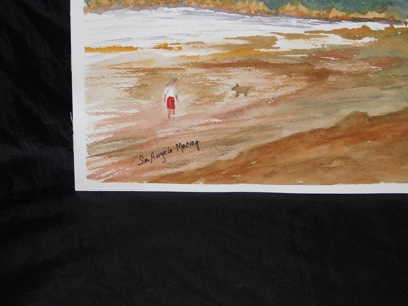 Saint Rock Haiti Sister Angela Maciag Watercolor Art Double Sided Beach Painting gallery