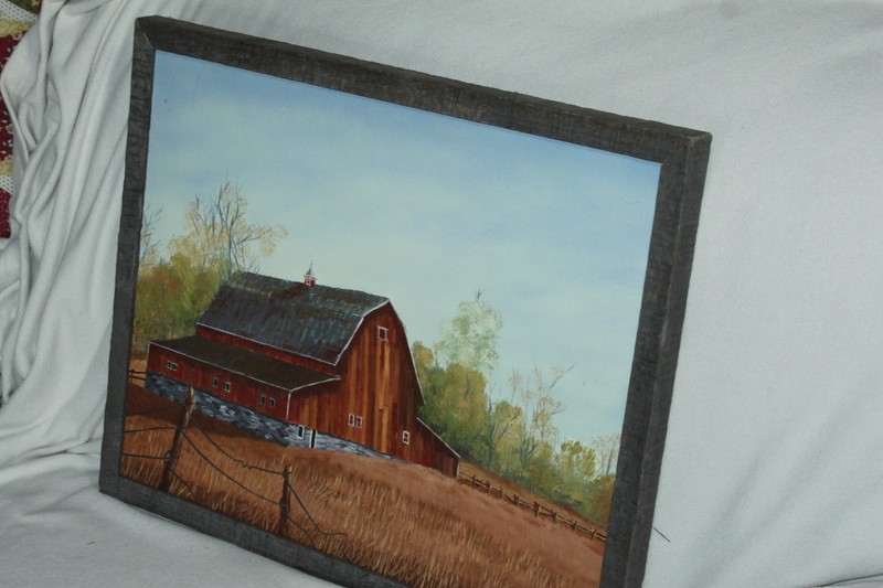 Original Oil on Canvas Midwest Barn Painting 17”X21” Framed Signed Kathleen 1990 gallery
