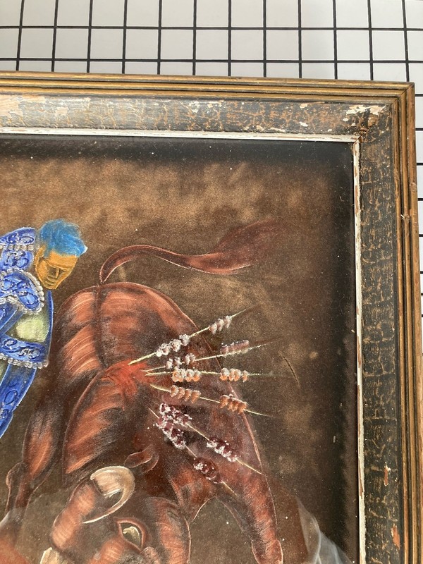 Original Painting Canvas Matador Bullfighting Glitter signed READ ISSUES SEE gallery
