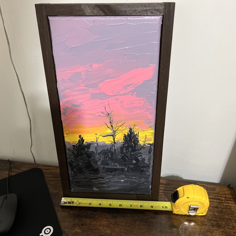 Original Abstract Sunset Landscape Painting Signed Framed 2021 gallery