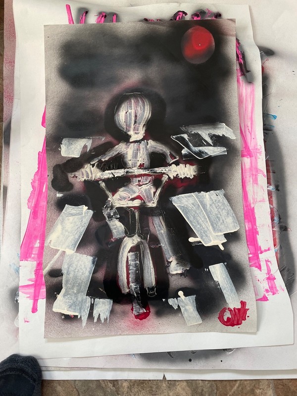 Painting art new Ody West “Bmx” graffiti acrylic spray paint original 22×28