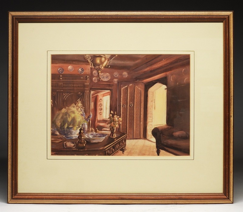 John Turner Architectural Victorian Room Interior Genre Scene WC Painting gallery