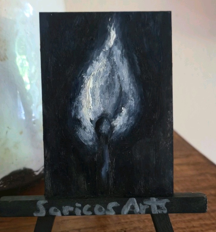 Original Burnt Matchstick Black and White Moody Painting ACEO Gothic Dark Art
