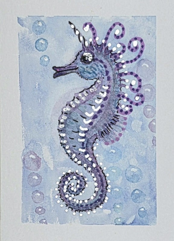 All That – Sea Unicorn Series ACEO original watercolor fantasy miniature
