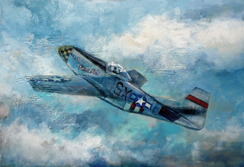 Dallas Doll P-51D Mustang 20×30 in.Acrylic on illustration board Hall Groat Sr.