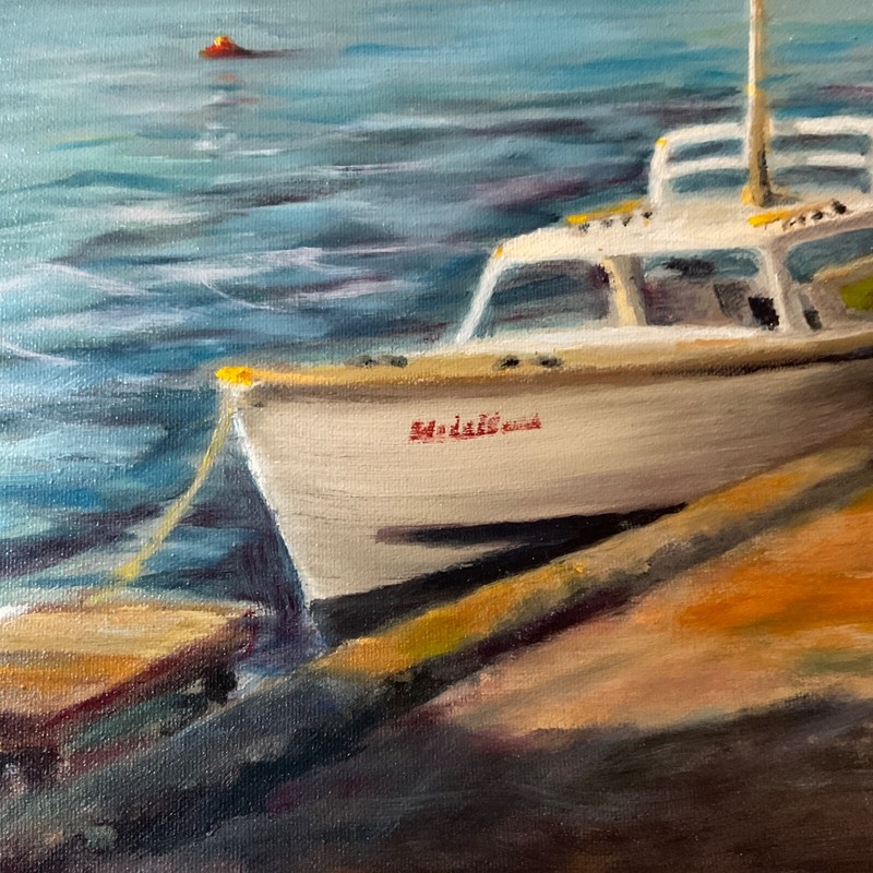 Vintage SEASCAPE ocean oil Painting original hand painted by Williams boat gallery