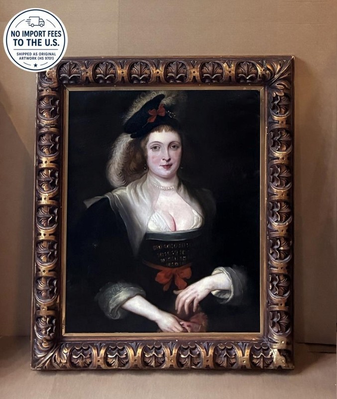 Large Antique Old Master Oil. Portrait of Helen of Antwerp c.1800. COA.