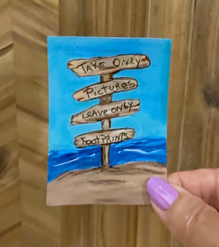 Beach Sign ACEO original art