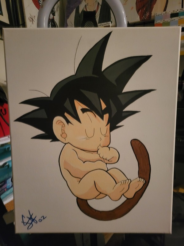 Original Art 16×20 – Baby Goku Saiyan Origins Dragon Ball Artwork Signed O.z