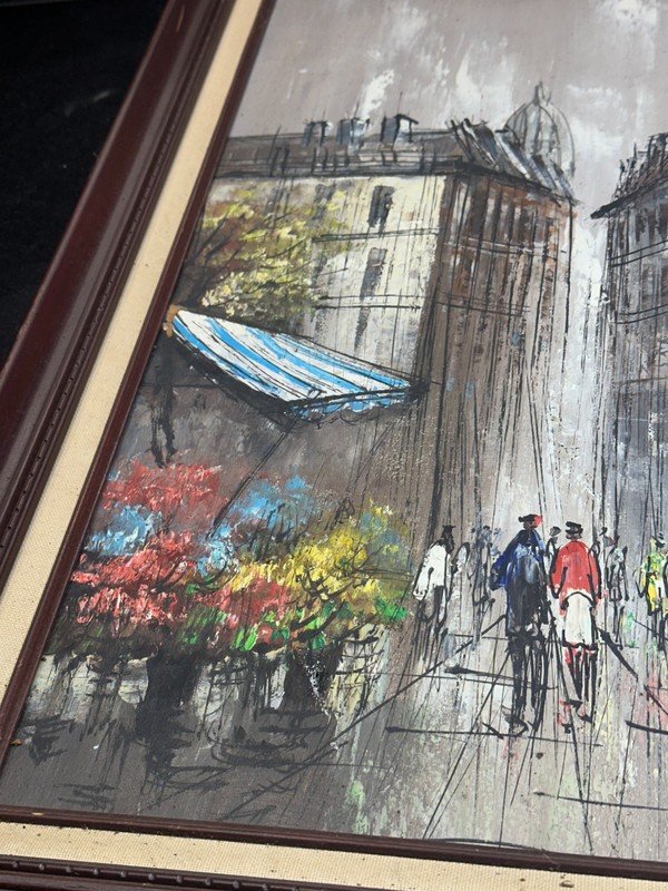 Vintage H. Duchamp Signed Original Painting Paris Framed Cityscape gallery
