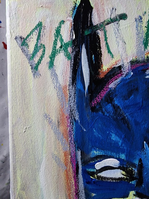 Original Batman Basquiat Style Canvas Neo Expressionist Fine Art Decor 11x14 gallery
