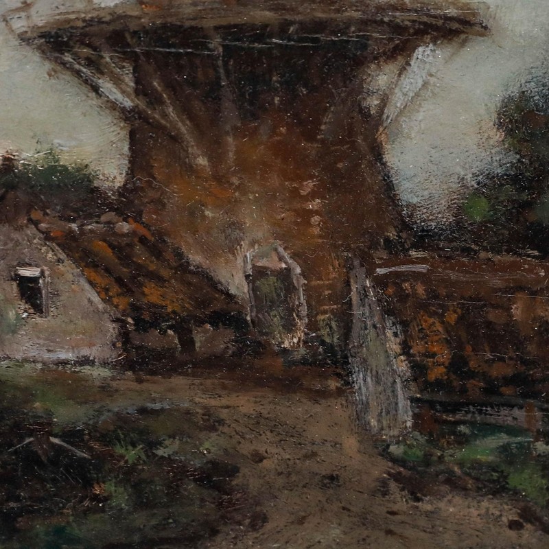 Dutch School Early 20th Century Oil - Stopping by the Mill gallery