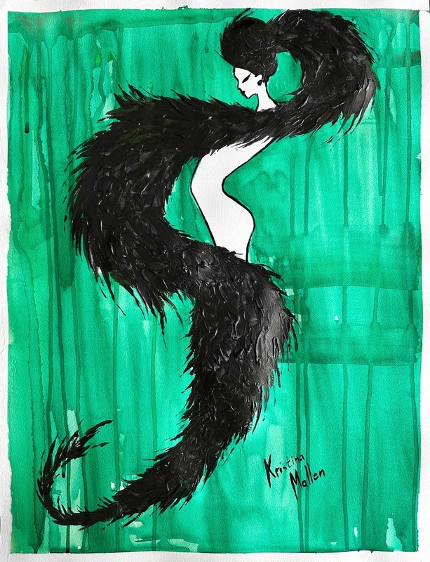Diva Noire, Kristina Mallen | Original Unique Painting on Paper