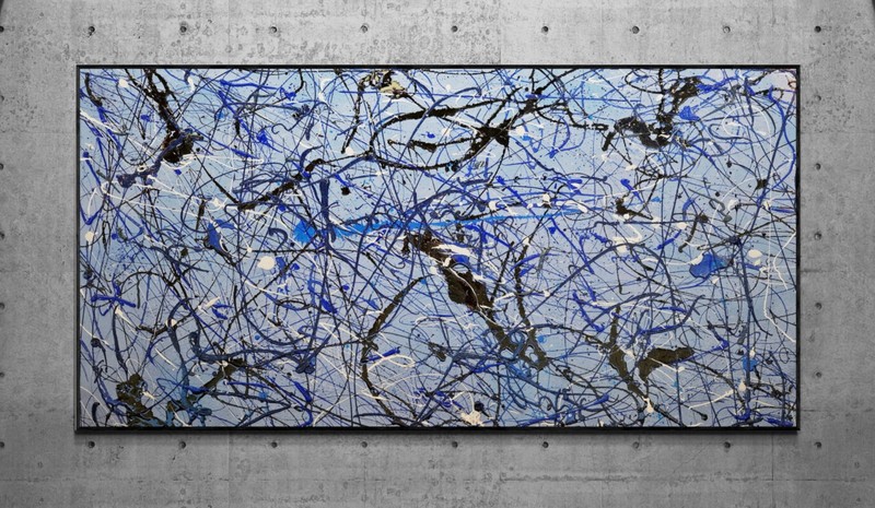 Extra Large Blue Abstract Painting XXL Canvas Modern Wall Art 200cm