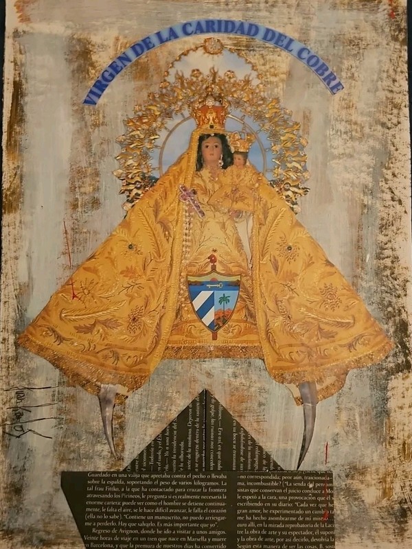 Acrylic Mixta on cardboard Juan Karlos cuban 38x28cmT:Bendiciones De Domingo