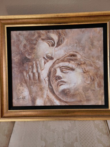 W.HARRIS OIL/CANVAS PAINTING MICHELANGELO’S GREEK GODDESS LOVERS 48 X 36” Signed