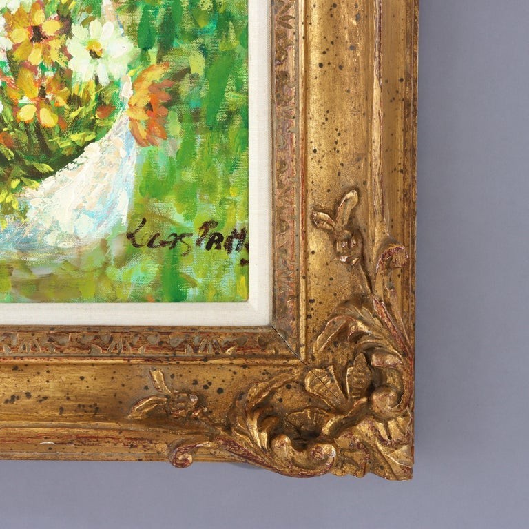 Oversized Oil On Canvas Scenic Portrait Painting Of A Mother & Daughter 20thC gallery