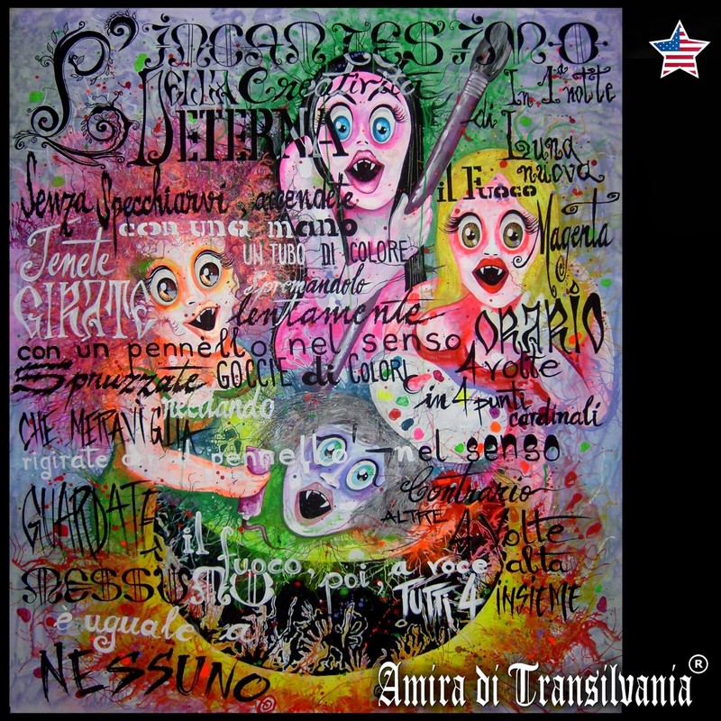 psychedelic painting original pop art canvas acrylic oil manga cartoon vampire