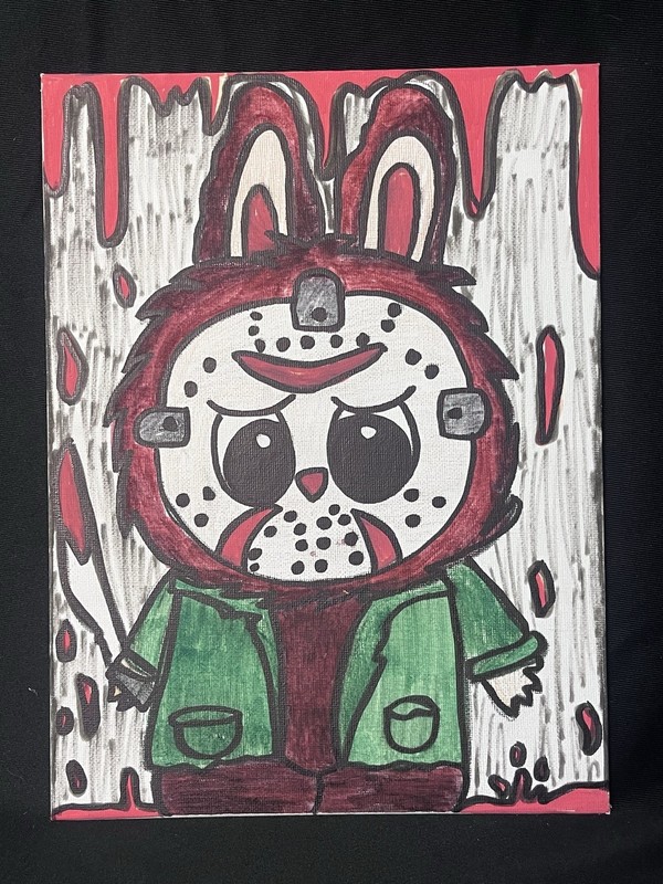 Labubu Hand Painted Art Jason Vorhees Friday The 13th Picture Horror