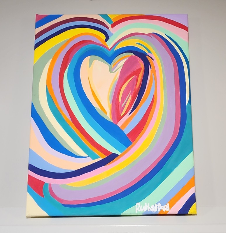 ‘Joyful Heart’: a hand-painted, colorful, original, one-of-a-kind painting