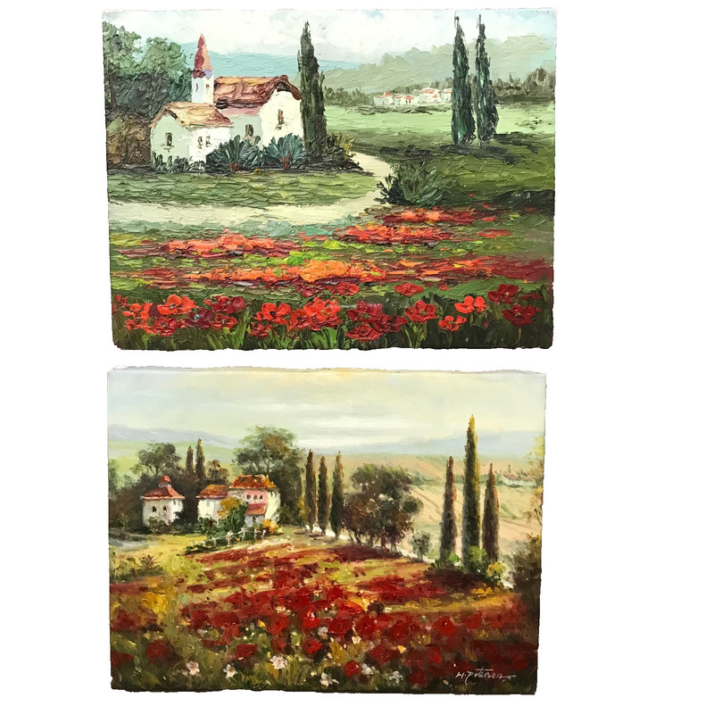 Acrylic Paintings of Countryside Artist Signed H. Paterson (2) 12 X 16 Each