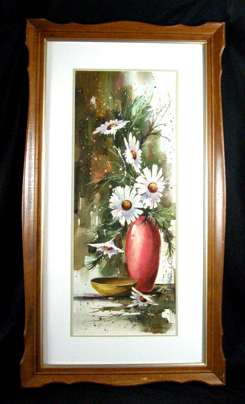 Steve Polomchak Original Watercolor Painting Signed Daisy Flowers Still Life