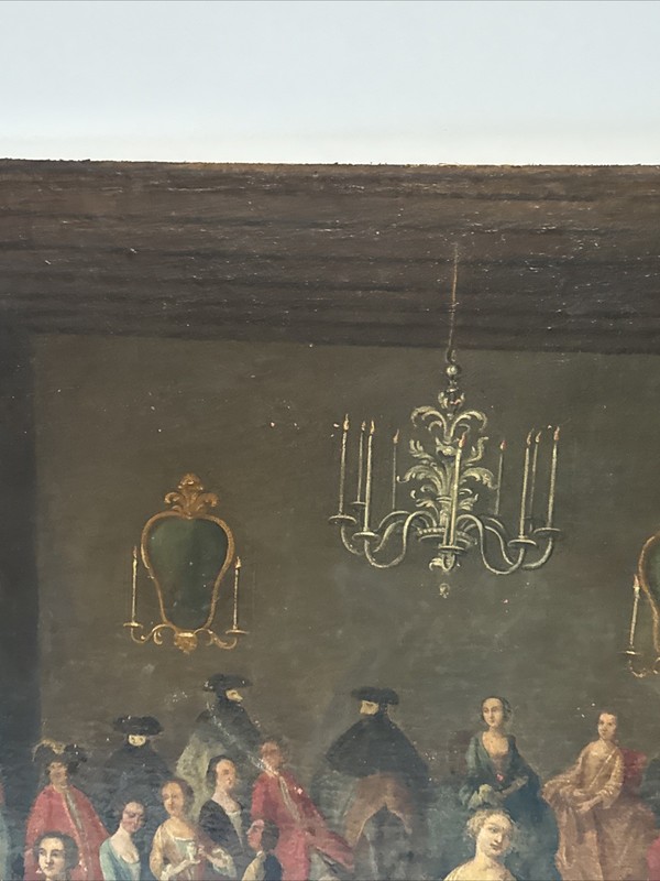 Antique Ball Painting Masquerade Large 18th To 19th Century Musical Dancing Huge gallery