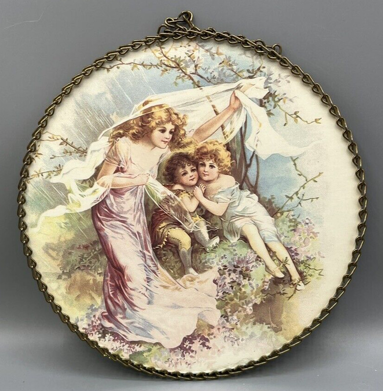 7.5″ Reproduction Chain Picture Woman & Children Victoria Style Framed Print
