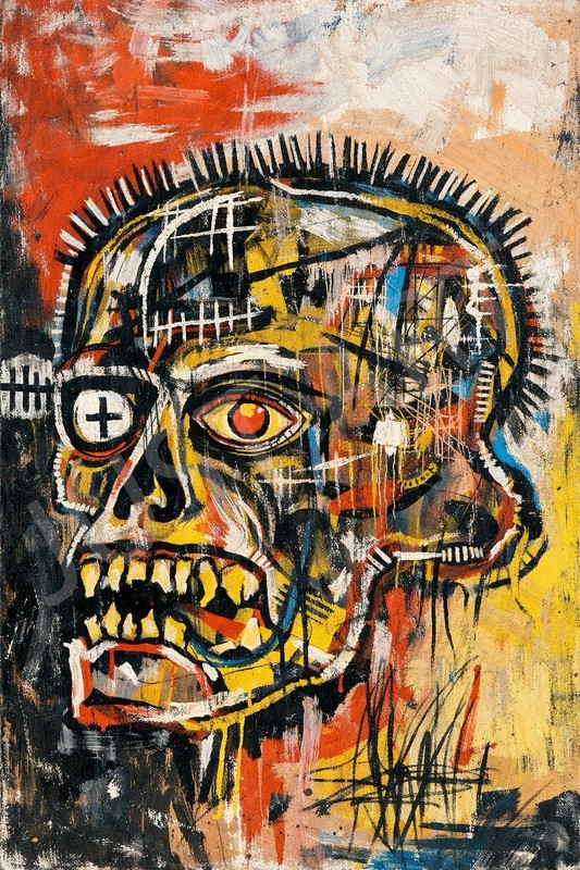 Abstract Skull Portrait Canvas Art – Bold Expressionist Modern Painting gallery