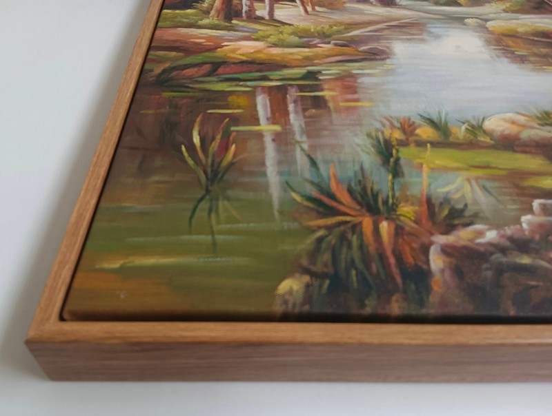 Framed Art Feng Shui Koi Fish Landscapes Hand Painted Oil Painting on Canvas Art gallery