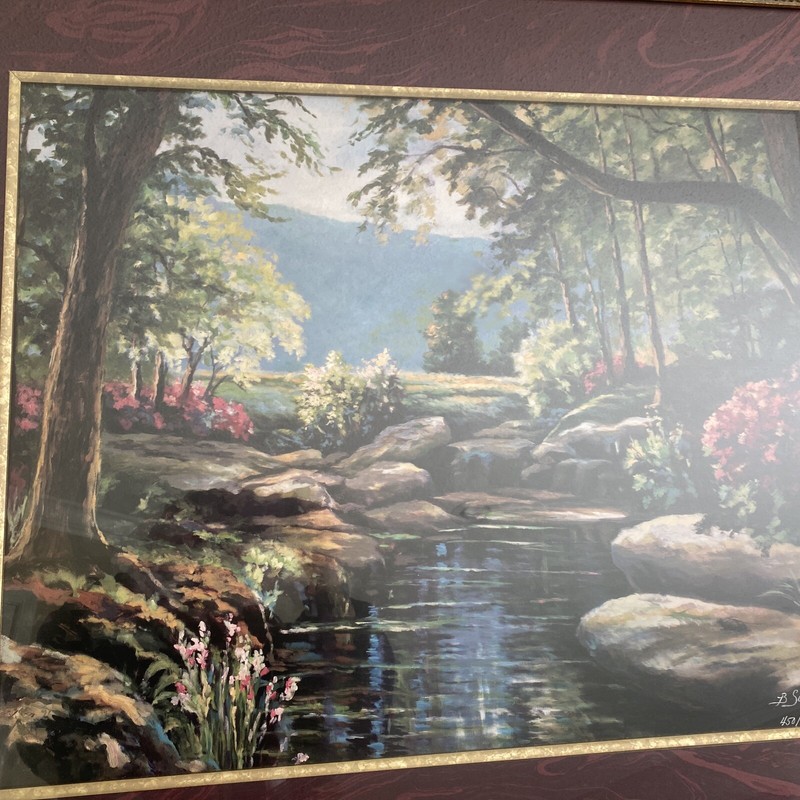 B SIKES ARTIST GARDEN LITHOGRAPH GOLD WOOD FRAME MATTED HAND SIGNED #450 gallery