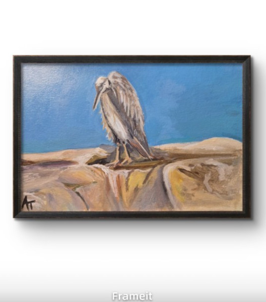 Original Acrylic 7×10 Vulture Painting Home Decor