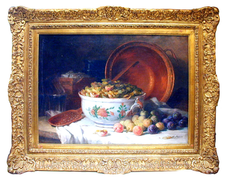 STILL LIFE SALE…..French Painting GABRIEL PERRIN Still Life w Tureen 18″ x 24″