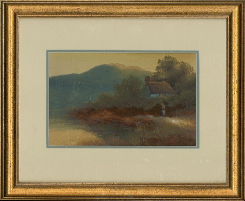 Framed Mid 20th Century Gouache – Returning Home