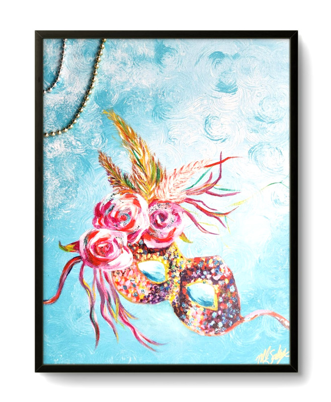Figurative Mask Wall Art 16x20 Original Mixed Media Painting Decor gallery