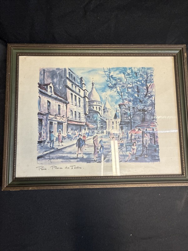Postcard Place du Tertre Montmartre Paris France Painting