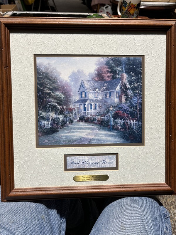 THOMAS KINKADE – God Bless Our Home Victorian Garden II 14” X 14” Accent Print