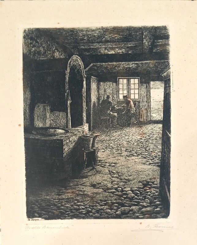B. THOMAS ETCHING ON PAPER TITLED AND SIGNED IN PENCIL