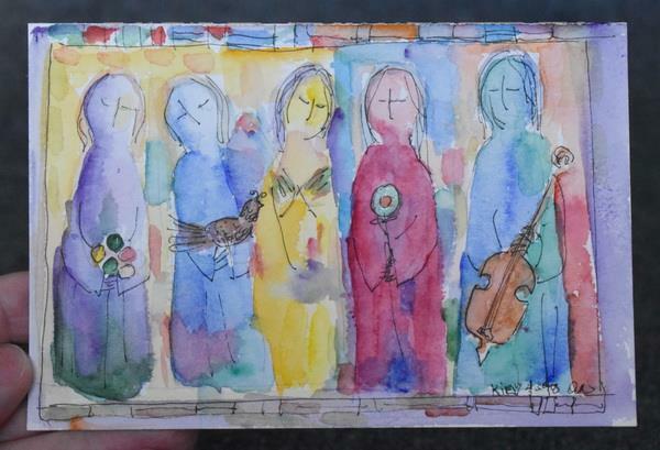 RARE HAND PAINTED ORIGINAL WATERCOLOR POSTCARD RUSSIAN ARTIST BORIS YEGIAZARYAN