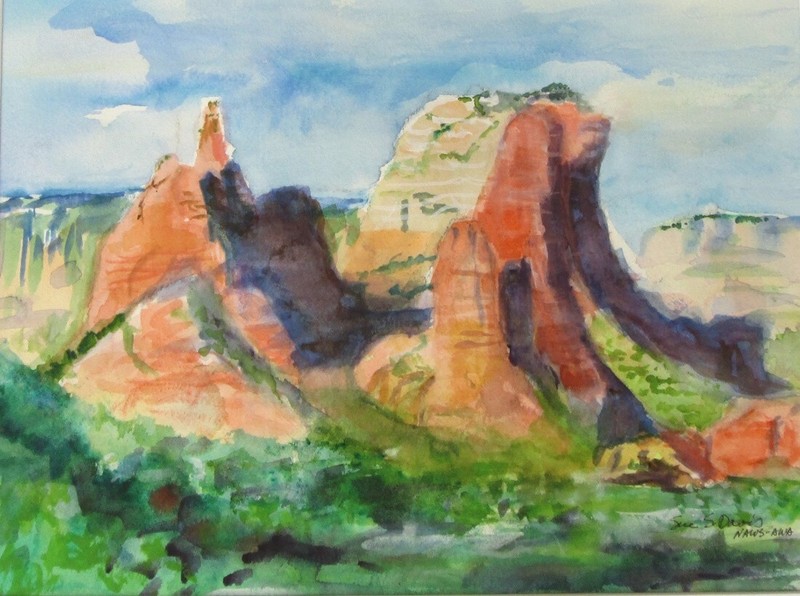 SEDONA ARIZONA PAINTING by ARTIST SUE S. DAVIS, WORLD-FAMOUS COFFEE POT ROCK