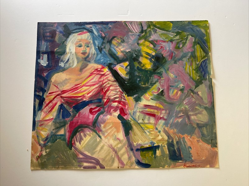 Hermione Palmer Painting Portrait Pretty woman Female Mid Century Impressionism