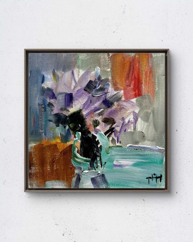 Flowers No.2 8×8 Original Acrylic Painting Still Life Canvas Wall Art