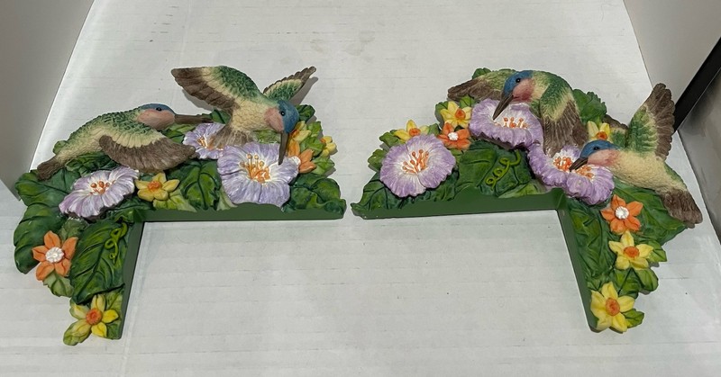 Door + Window Frame Artwork Hummingbirds Flowers Hibiscus Leaves Vtg Gift gallery