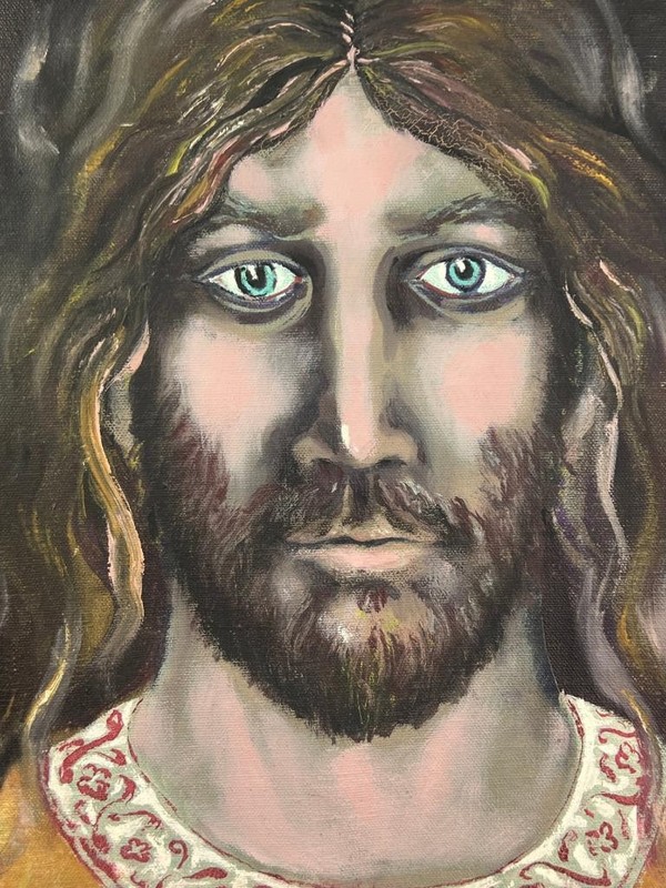 Vintage Oil Painting Portrait Art Religious Christian Artwork Jesus Christ
