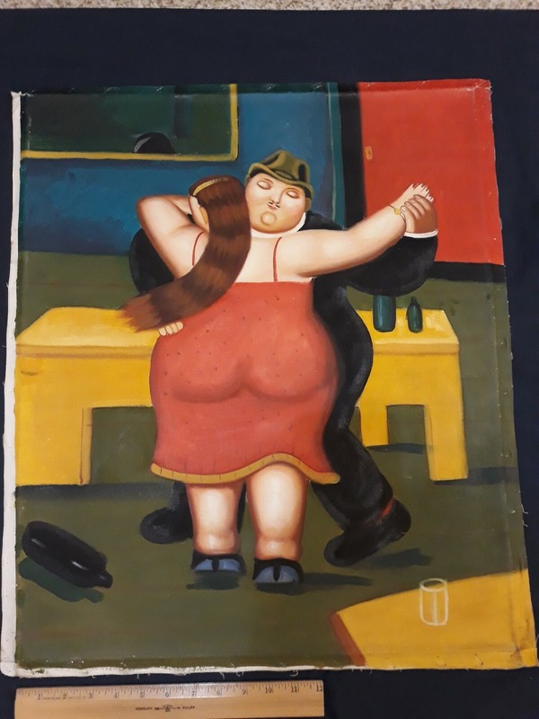 Russian PAINTING. Signed S. KHABAROV. THE DANCERS. AFTER FERNANDO BOTERO gallery