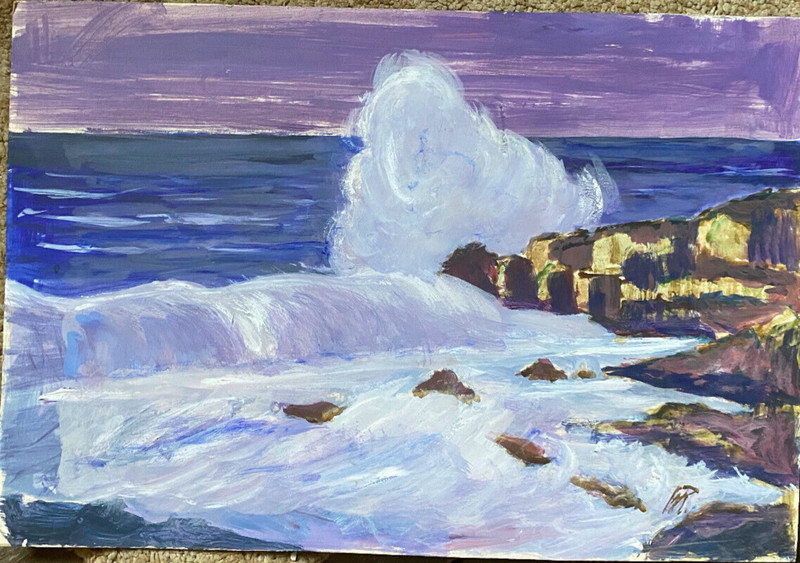 ::ACRYLIC PAINTING SIGN. WILLY RIEDMÜLLER 1923 THE SURF ON THE COAST